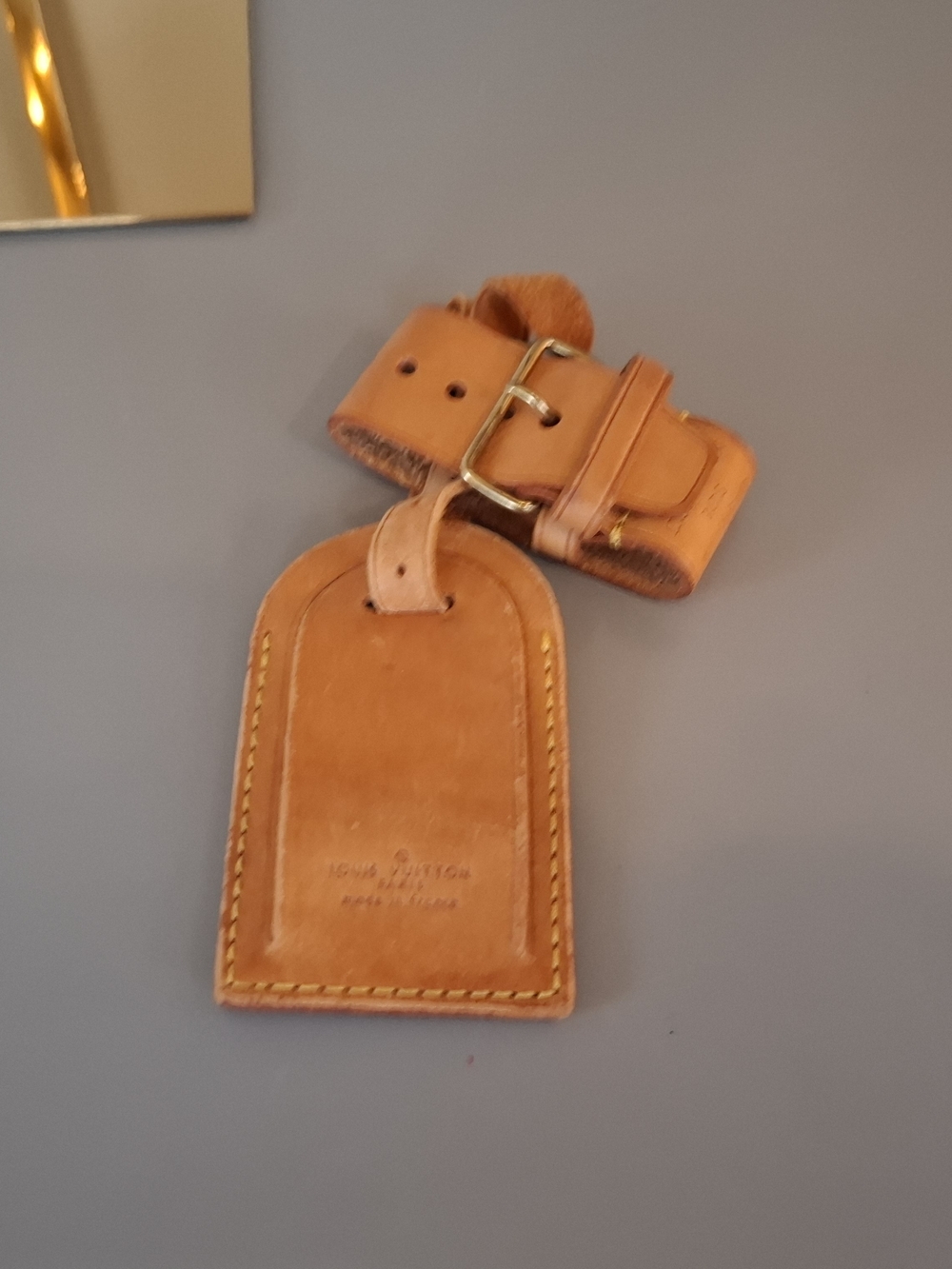 Louis Vuitton Tan Leather Luggage Tag